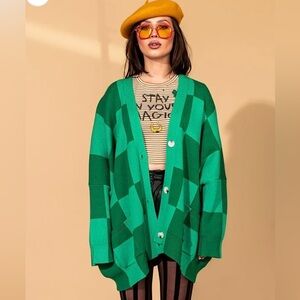 Dressed in Lala Oversized Green Cardigan